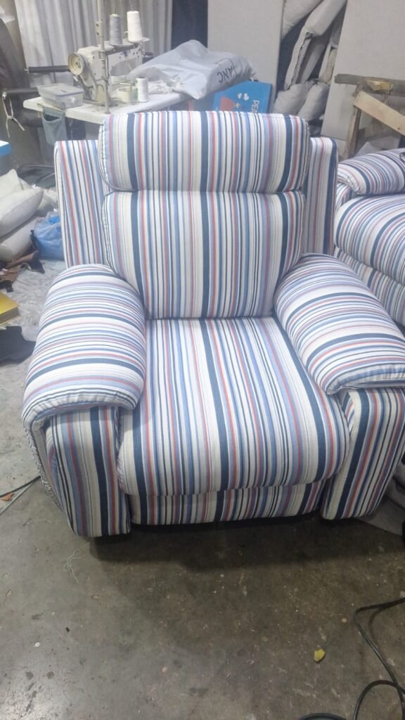 Restored sofa after professional repair in Dubai