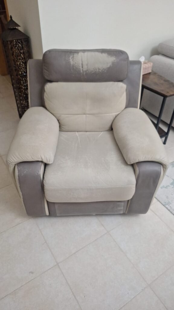 Sagging sofa frame before restoration in Dubai