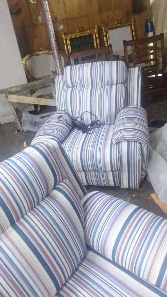 Reupholstered sofa after repair completed in Dubai