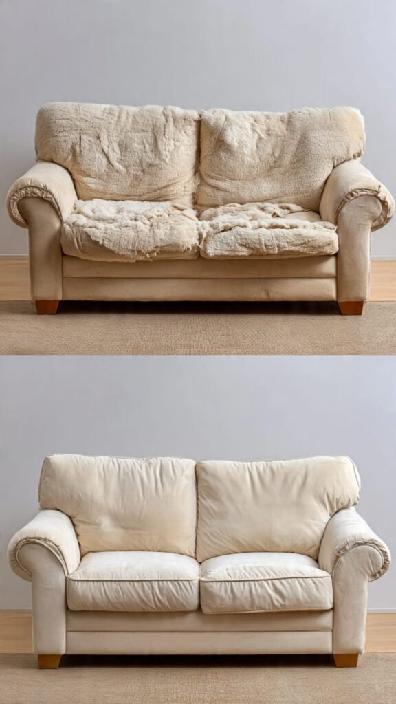 Leather sofa repair project completed in Dubai
