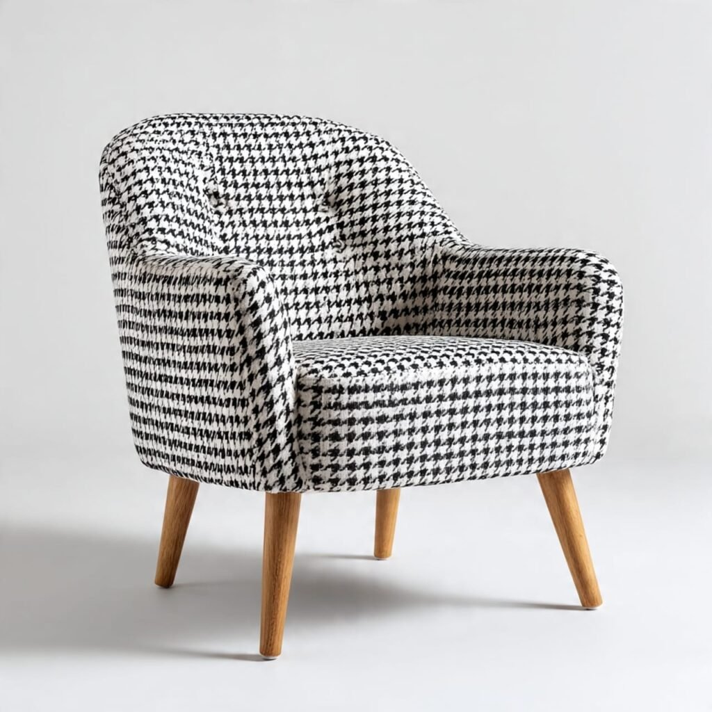 Armchair fabric reupholstery before and after in Dubai