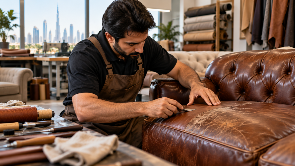 Professional leather sofa repair in Dubai