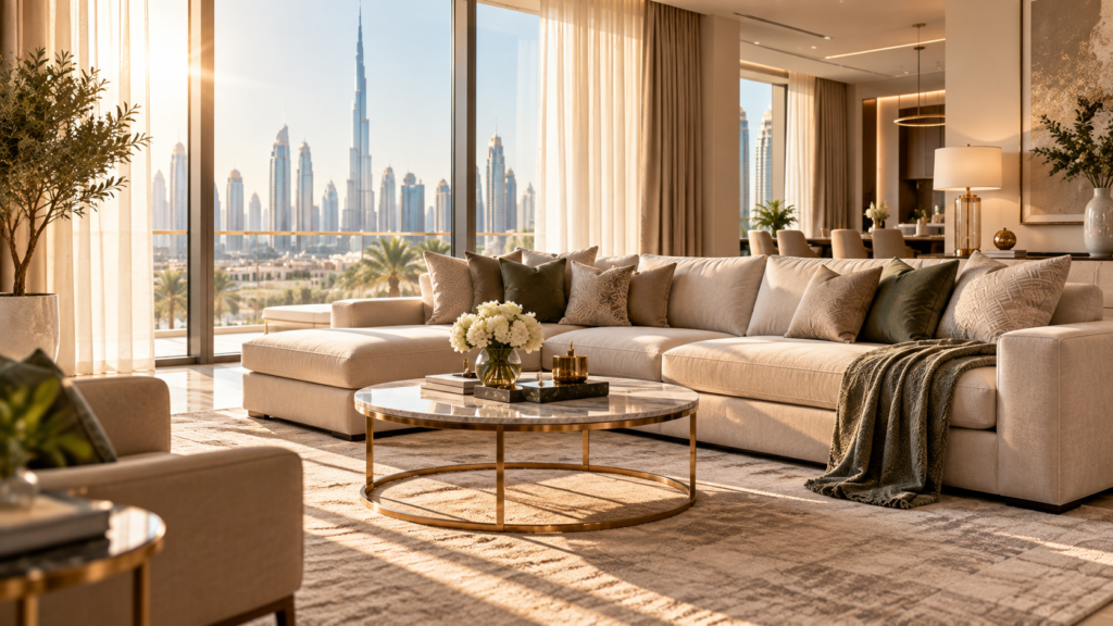 Well-maintained sofa in a modern Dubai living room